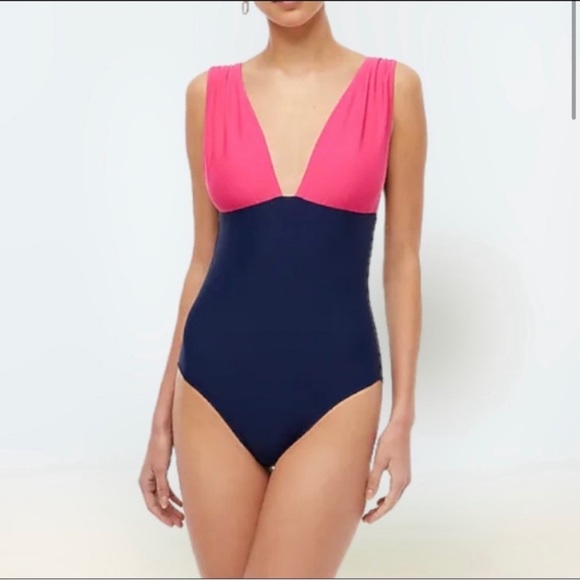 J crew colorblock navy one piece size M - Picture 1 of 11